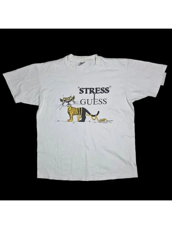 Vtg 1992 Funny Cat T Shirt XL 90s Tiger Grandpacore Grandmacore - Picture 1 of 8